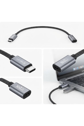 Levels Type -c To Type 10 Gbps Örgülü Kablo Uzatma / Dönüştürücü Adaptö