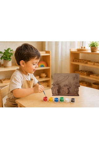 Uzay Savaşçıları Temalı Ahşap Boyama Seti 3d Geçmeli Mdf Dekor, 6 Renk Boya Ve Fırça Dahil