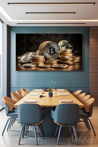 Yatay Kanvas Tablo Tekli Ofis Broker Bankacılık Yatırım Kripto Para Bitcoin Borsa Forex 2912