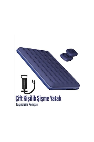 Çift Kişilik Şişme Yatak - 2 Yastık Ve El Pompası Hediyeli Çok Renkli