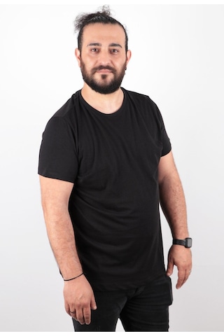 Rich Büyük Beden Basic T-shirt %100 Pamuk Tişört Açık Bej