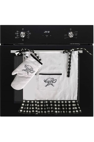 Chef Nakışlı, Fırfırlı - Pileli, Fırın Önlüğü Örtüsü Ve Eldiven