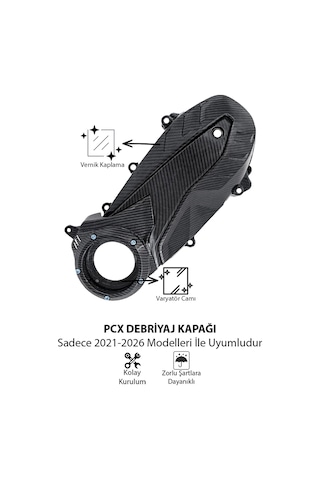 Honda Pcx Uyumlu Camlı Karbon Debriyaj Kapağı