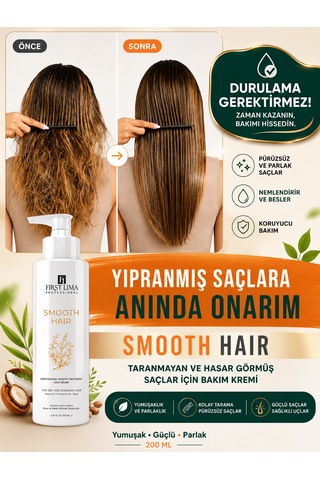 Kabarma Karşıtı Saç Kremi Anında Yumuşatma Elektriklenme Önleyici Durulanmayan Smooth Hair Krem 200 Ml