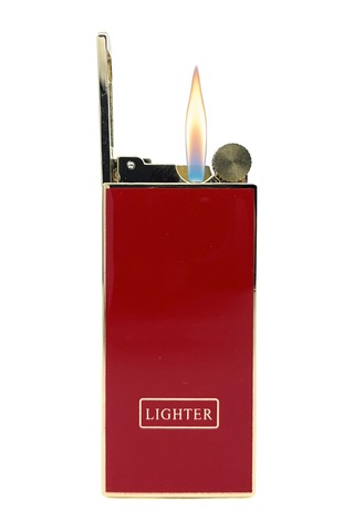Lighter Klasik Metal Gazlı Çakmak Altın & Kırmızı Tasarım Taşlı Çakmak, Yedek Taşı Ve Özel Hediyelik Kutulu