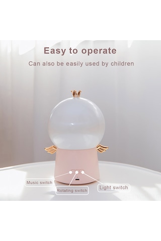 Neevoyu Çocuklar İçin 3'ü 1 Arada Müzikli Projektör Gece Lambası - 6 Tema Slider, 8 Piyano Şarkısı, Usb Şarjlı, Sıcak/soğuk Işık Seçenekleri