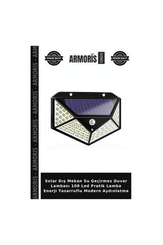 Solar Dış Mekan Su Geçirmez Duvar Lambası 100 Led Pratik Lamba Enerji Tasarruflu Modern Aydınlatma