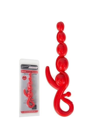 Erofoni 22 CM Kırmızı Sıralı Anal ve Vajinal Zevk Topu Anal Plug Açıcı