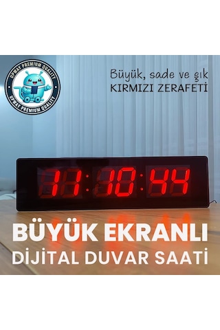 Upway 50x13,5 Kumandalı Büyük Dijital Duvar Saati Kronometre - Geri Sayım Luminova Led Teknolojisi Siyah - Kırmızı