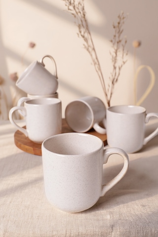 Keramika Reaktif Krem Parion Kupa 10 Cm 6 Adet Q59