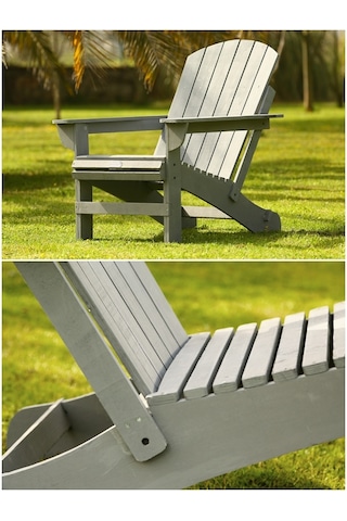 Mandu Adirondack Ahşap Bahçe Sandalyesi Gri Antrasit