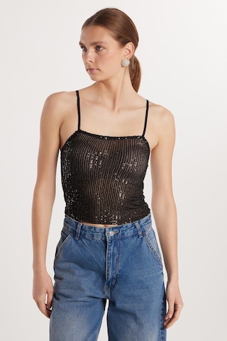 Tudors Kadın Slim Fit Dar Kesim Siyah Sıfır Kol U Yaka Bluz-33337