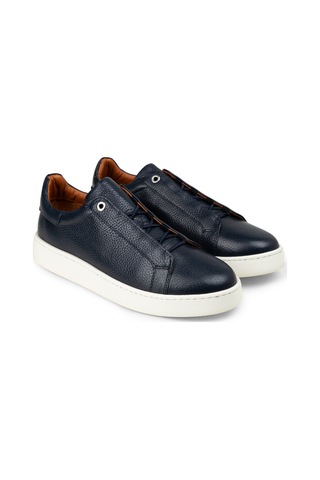 Deery Erkek Gizli Bağcıklı Hakiki Deri Lacivert Sneaker - 04444mlcve01