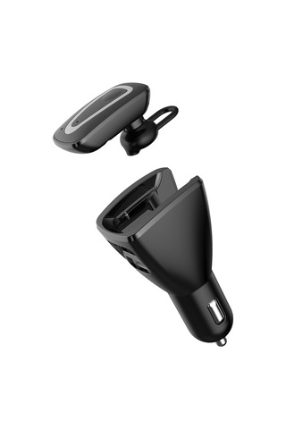 C2 2'si 1 Arada Bluetooth Kulaklık Araç Şarj Cihazı, Ahizesiz Arama Ve Akıllı Telefonları Destekleyin Çift Usb Şarj Fonksiyonu Siyah