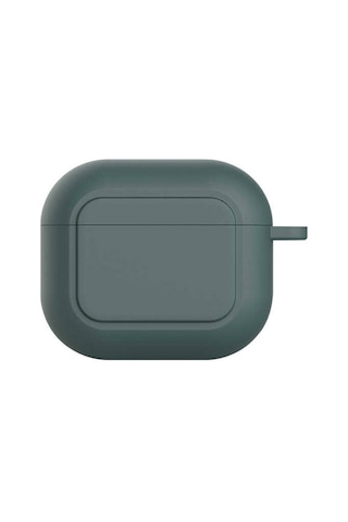 Ally Apple Uyumlu AirPods 3 için Kancalı Ultra İnce Silikon Kulaklık Kılıfı Yeşil