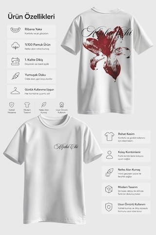 Spoyi Aloha Butterfly Tasarımlı %100 Pamuk Yarım Oversize Beyaz T-shirt