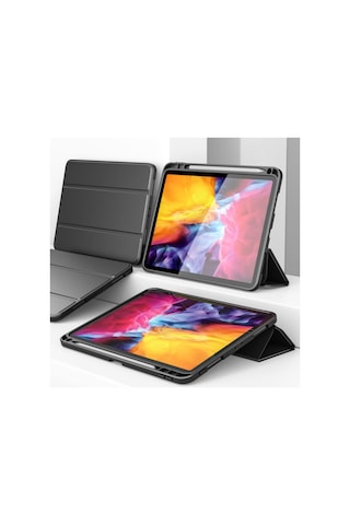 Apple Uyumlu iPad Pro 11'' 2022 4. Nesil M2 Çip Deri Görünümlü Kalemlikli Kılıf Lux Case Kılıf