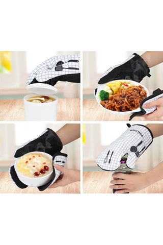 Maks Store Mutfak Seti 2 Parça/mürekkep Başlıklı Isı Tutucu/eldiven Tutacaklı Isı Tutucu 126352037 Beyaz