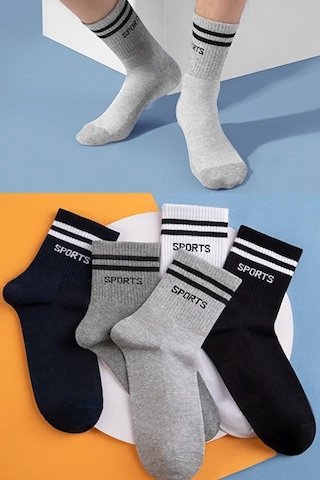 Bgk 5 Çift Sport Yazılı Uzun Erkek Çorap Çok Renkli Bgk 5 Çift Sport Yazılı Uzun Erkek Çorap Çok Renkli