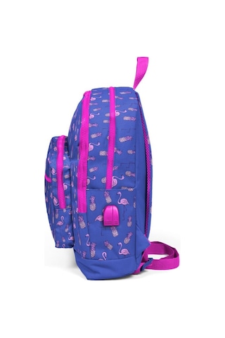 Coral High Kids Dört Gözlü Kız Çocuk İlkokul Çantası Flamingolar Baskılı - USB+AUX 23276Soketli
