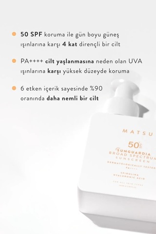Matsu Professional Sunguardia Spf 50 Güneş Kremi – Geniş Spektrumlu Yüksek Koruma 100 ML