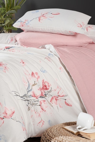 Mystory Home Lastikli Çarşaflı Çift Kişilik Nevresim Takımı Papavera Gülkurusu - Pembe