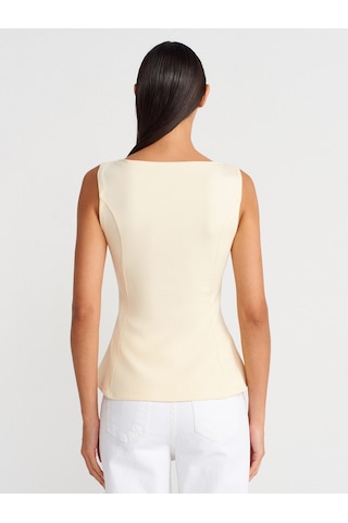 Dilvin 21001 Kayık Yaka Peplum Top-açık Sarı Açık Sarı