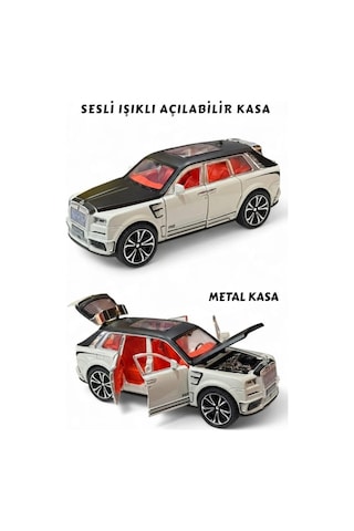 Rolls Royce Cullinan Metal Model Araba 1:32 - Sesli Işıklı Kapıları Açılan Oyuncak Jip 18 Cm