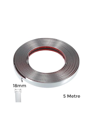 Yapışkanlı Nikelaj Bant Şerit Çıta Krom 18mm 5 Metre