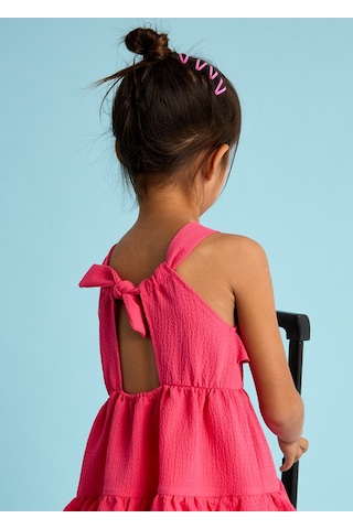 Mayoral 3933 Kız Çocuk Fuşya Fırfırlı Elbise Fuşya
