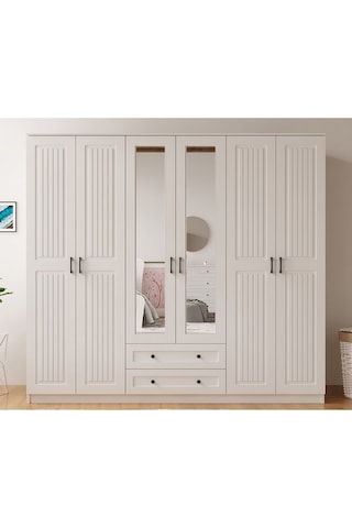 Rabi Mobilya Estelya Country 6 Kapaklı 2 Çekmeceli Gardırop