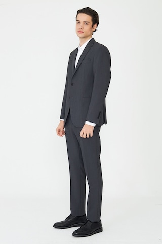 Gri Modern Kesim Slim Fit Premium Takım Elbise Füme