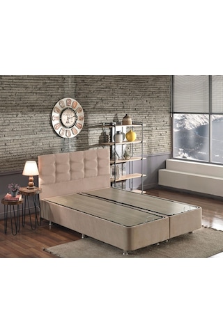 Nironyatak Niron Ela Baza Ve Başlık Seti 180X200 Cm Çift Kişilik Sütlü Kahve