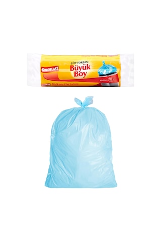 Büyük Boy Çöp Poşeti 10'lu 65x80 Cm, Sızdırmaz Ve Yırtılmaz, Ekonomik Büyük Boy Çöp Torbası, Geri Dönüş