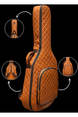 Klasik Gitar Çantası-kılıfı-kalın-gigbag-kahverengi Kapitoneli-suni Deri