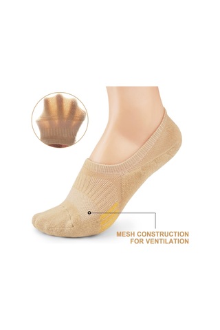 Geeksen Kadınlar İçin Spor Gizli Çoraplar - Yokuşsal Koşu Ve Egzersiz İçin Dürtü Emici, Nefes Alıcı 5'li Paket Kahverengi Kaki