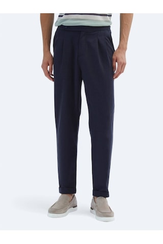 Kip Lacivert Dokuma Carrot Fit Casual Pamuk Karışımlı Pantolon Lacivert