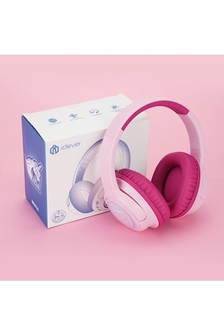 4 Adet İclever Bth18 Bpa Free Led Işıklı Çocuk Bluetooth Kulaklık - Pembe