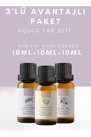 Boco Born In Cosmetics Itır + Lavanta + Ylang Ylang Saf Aromaterapi Uçucu Yağı 3 x 10 ML