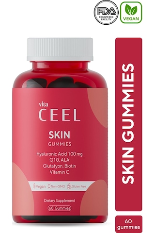 VitaCeel Cilt Vitamini Çiğnenebilir Vegan Gummy, Hyaluronic Acid, Vitamin C, Glutatyon, Q10, Ala, Biotin