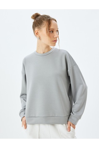 Koton Bisiklet Yaka Basic Uzun Kollu Oversize Sweatshirt Gri 5sak10085nk Gri