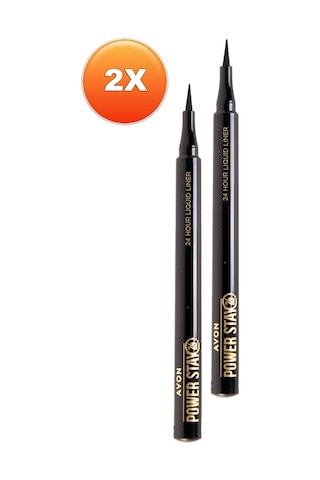 Avon Power Stay Likit Liner Blackest Black 2'li