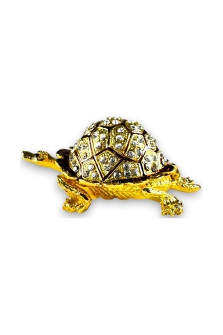 Taşlı Dekoratif Kaplumbağa Biblo Metal Gövde, Gold / Yeşil / Kırmızı Renk Seçenekli 10x6 CM 727677799