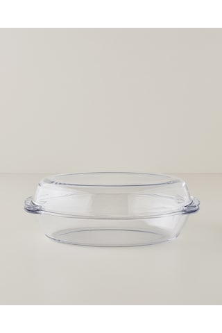 English Home Bake&serve Cam Oval Kapaklı Fırın Kabı 19x34 Cm Şeffaf Şeffaf