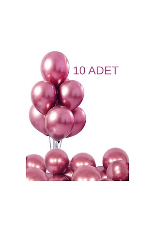 Mucit Home 10 Adet Pembe Krom Balon Seti 12 İnç Parlak Ve Göz Alıcı Parti Balonları