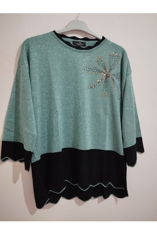 Anne Moda Ankara Üstün Kalite, Kaşmir-pamuk-viskoz Karışımlı Şık Kazak/bluz SU YEŞİLİ