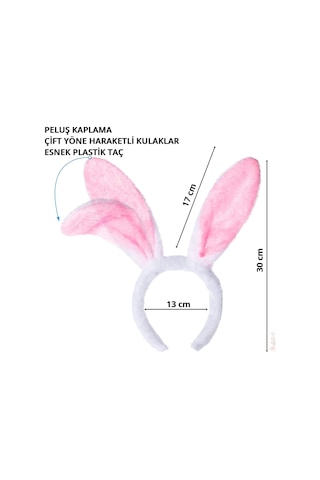 Tavşan Kulağı Taç - Peluş - Pembe