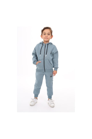 Toontoy Kids Toontoy Erkek Çocuk 2'li Takım Baskılı Kapüşonlu Fermuarlı Cepli Sweatshirt & Beli Paçası Lastikli Jogger Eşofman Altı - 3 İplik Şardonlu Mint