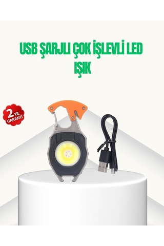 Çok İşlevli Usb Şarjlı Anahtarlık Fener Çok Renkli