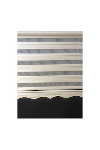 Sarı Sim Çizgi Detaylı Pliseli Zebra Stor Perde Beyaz - 97810400 Beyaz